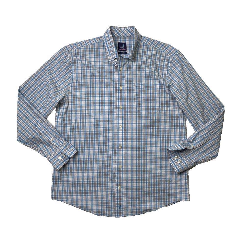 Johnnie-O Shirt Mens M Medium Nylon Blend Prep-formance Plaid Button Down